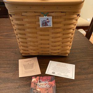 Longaberger 2000 Medium Mail Basket Combo and reversible tie on